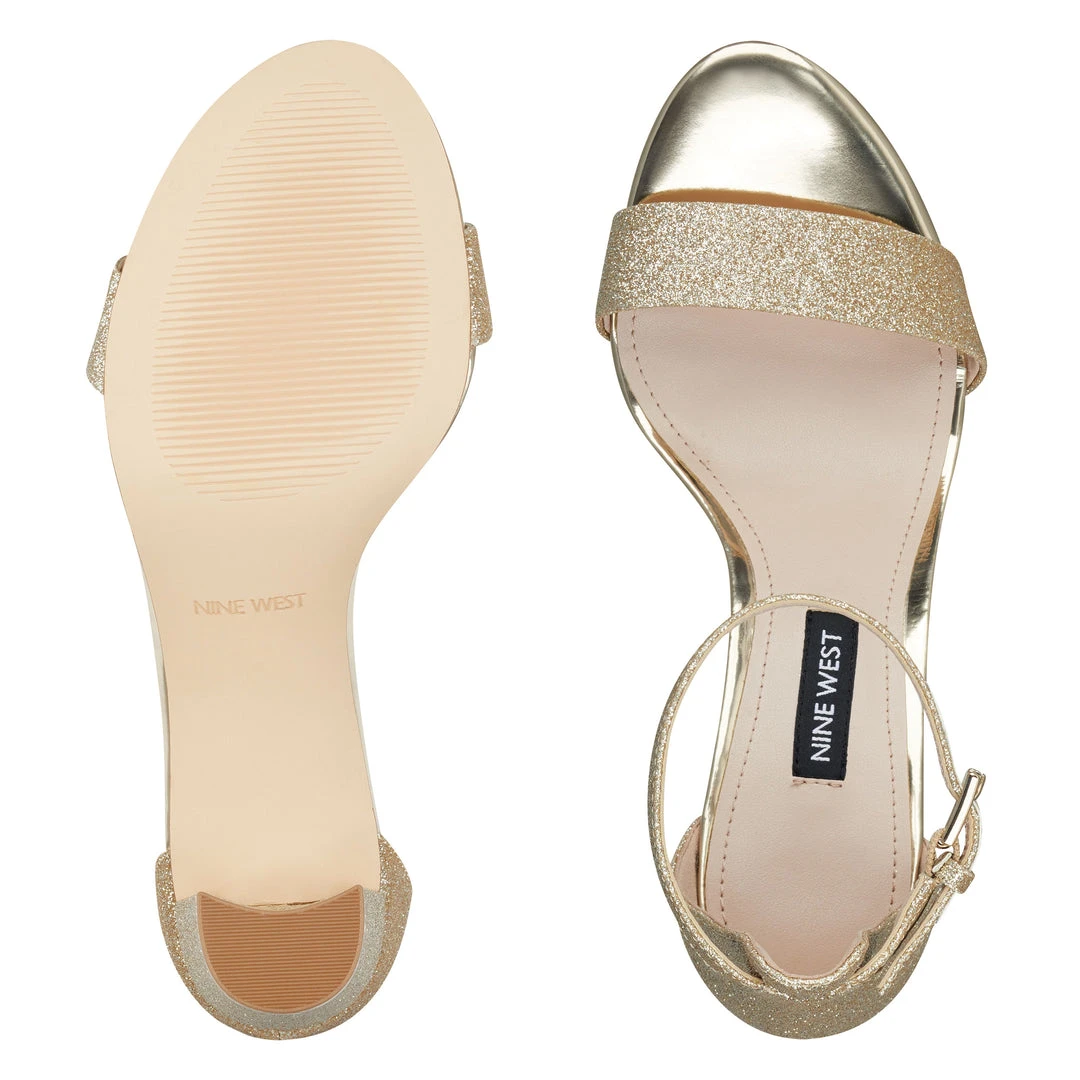 Nine West Metallic Mindset Pruce Ankle Strap Block Heel Sandals 8 Nine West Metallic Mindset Pruce Ankle Strap Block Heel Sandals