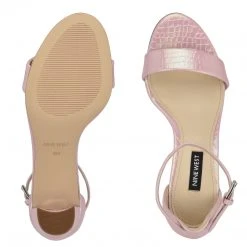 Nine West Pruce Ankle Strap Block Heel Sandals Metallic Mindset