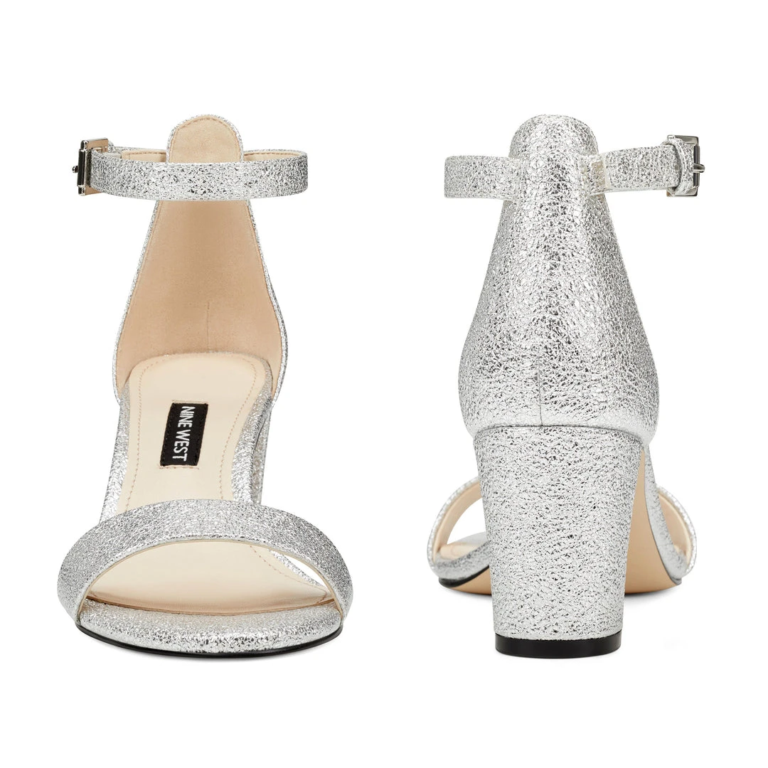 Nine West Pruce Ankle Strap Block Heel Sandals Metallic Mindset Nine West Pruce Ankle Strap Block Heel Sandals Metallic Mindset