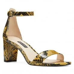 Nine West Heels Pruce Ankle Strap Block Heel Sandals