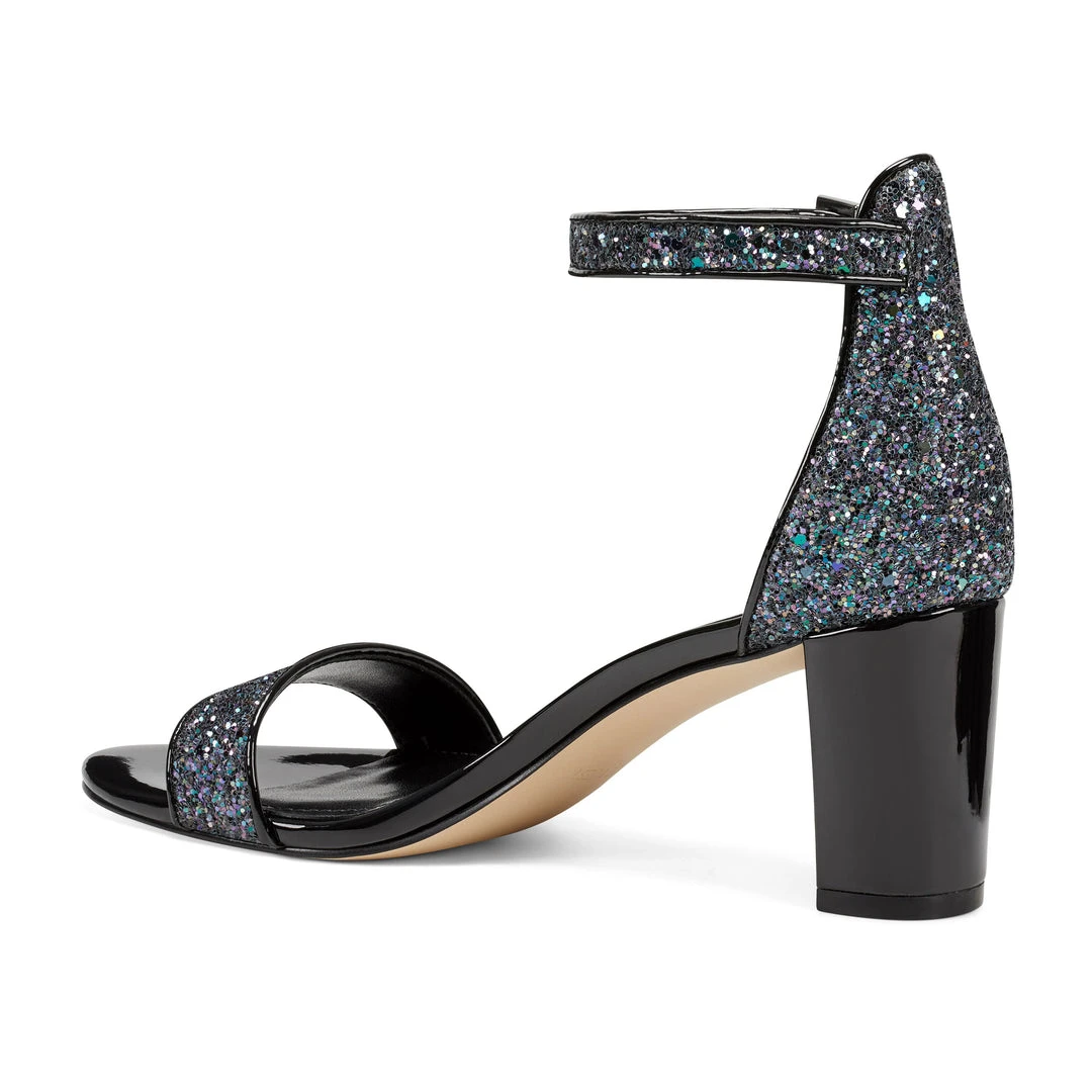 Nine West Pruce Ankle Strap Block Heel Sandals Metallic Mindset Nine West Pruce Ankle Strap Block Heel Sandals Metallic Mindset