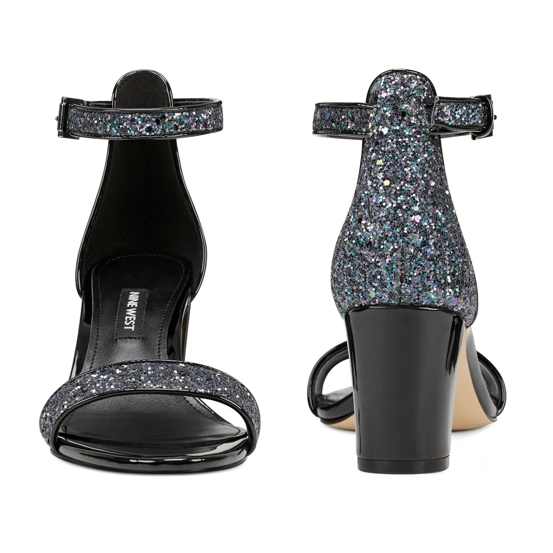 Nine West Pruce Ankle Strap Block Heel Sandals Metallic Mindset Nine West Pruce Ankle Strap Block Heel Sandals Metallic Mindset