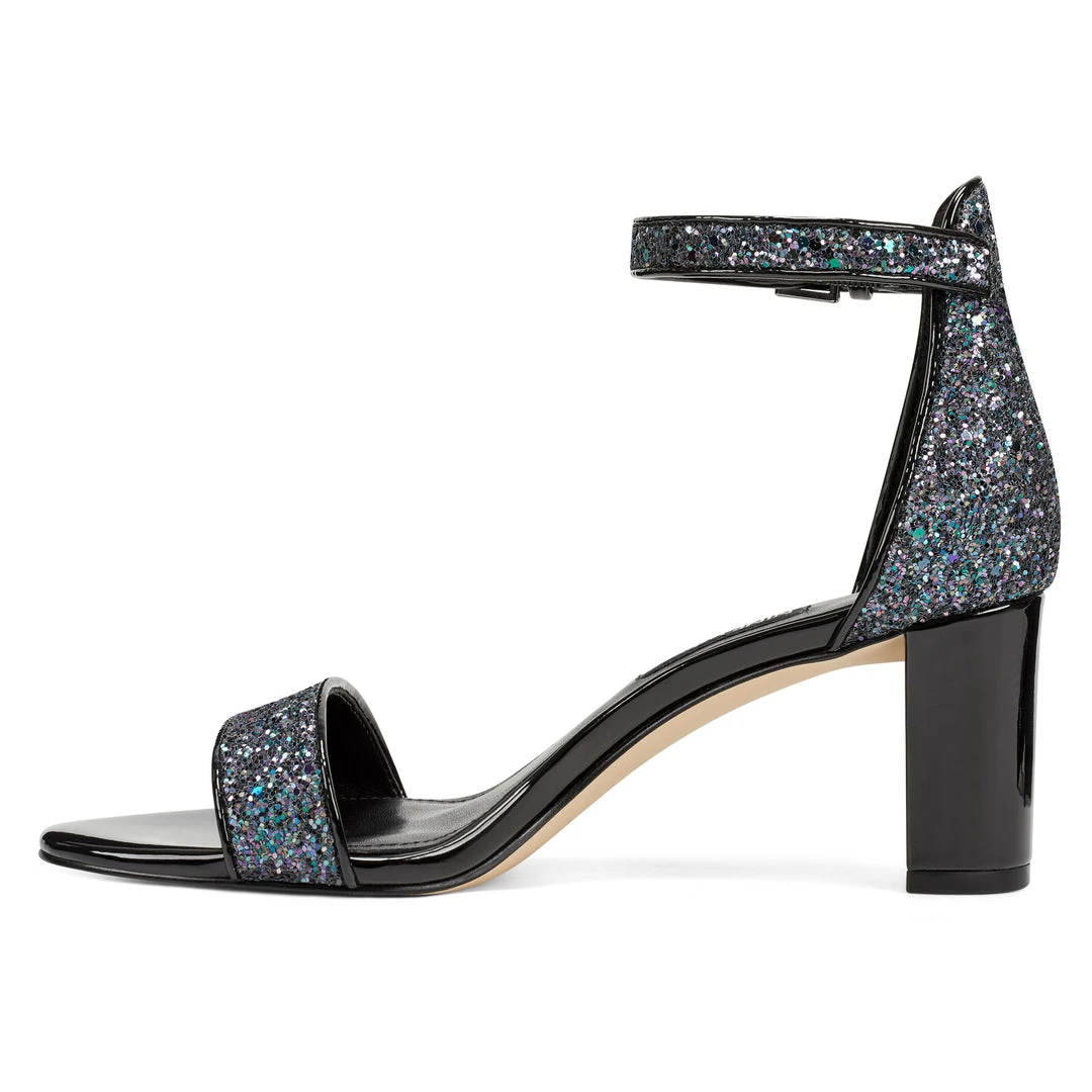 Nine West Pruce Ankle Strap Block Heel Sandals Metallic Mindset Nine West Pruce Ankle Strap Block Heel Sandals Metallic Mindset