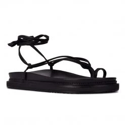 Nine West Sarest Ankle Wrap Flat Sandals Lace It Up