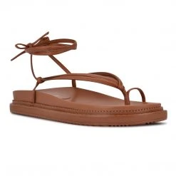 Nine West Sarest Ankle Wrap Flat Sandals Lace It Up