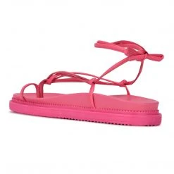 Nine West Sarest Ankle Wrap Flat Sandals Lace It Up