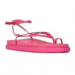 Nine West Sarest Ankle Wrap Flat Sandals Lace It Up