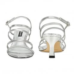 Nine West Smooth Heeled Strappy Sandals Metallic Mindset
