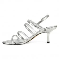 Nine West Smooth Heeled Strappy Sandals Metallic Mindset