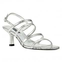Nine West Smooth Heeled Strappy Sandals Metallic Mindset