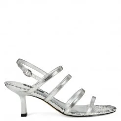 Nine West Smooth Heeled Strappy Sandals Metallic Mindset