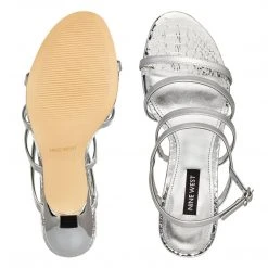 Nine West Smooth Heeled Strappy Sandals Metallic Mindset