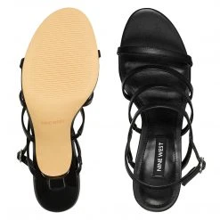 Nine West Heels Smooth Heeled Strappy Sandals 7 Nine West Heels Smooth Heeled Strappy Sandals
