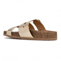 Nine West Sommie Flat Slide Sandals Metallic Mindset