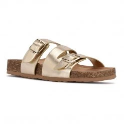 Nine West Sommie Flat Slide Sandals Metallic Mindset