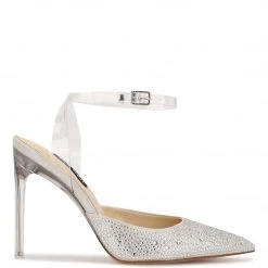 Nine West Sparkel Ankle Strap Pumps In The Clear