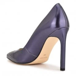 Nine West Tadaa Studded Pointy Toe Pumps Metallic Mindset