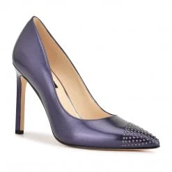 Nine West Tadaa Studded Pointy Toe Pumps Metallic Mindset