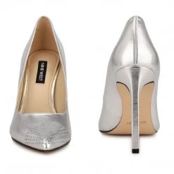 Nine West Tadaa Studded Pointy Toe Pumps Metallic Mindset