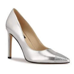 Nine West Tadaa Studded Pointy Toe Pumps Metallic Mindset