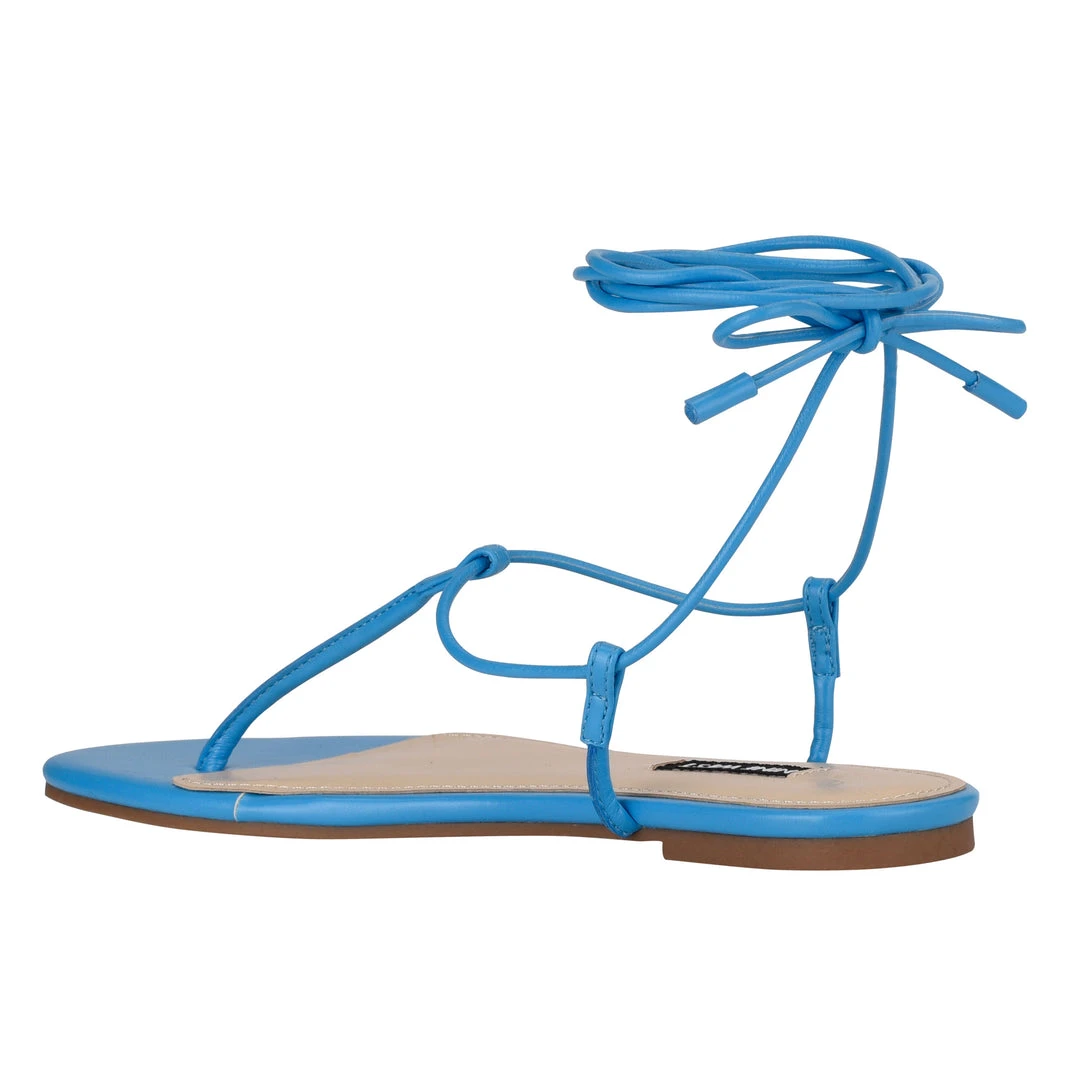 Nine West Tella Ankle Wrap Flat Sandals 5 Nine West Tella Ankle Wrap Flat Sandals