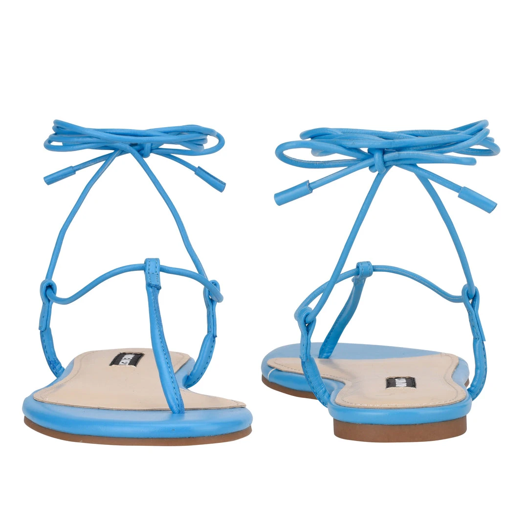 Nine West Tella Ankle Wrap Flat Sandals 6 Nine West Tella Ankle Wrap Flat Sandals