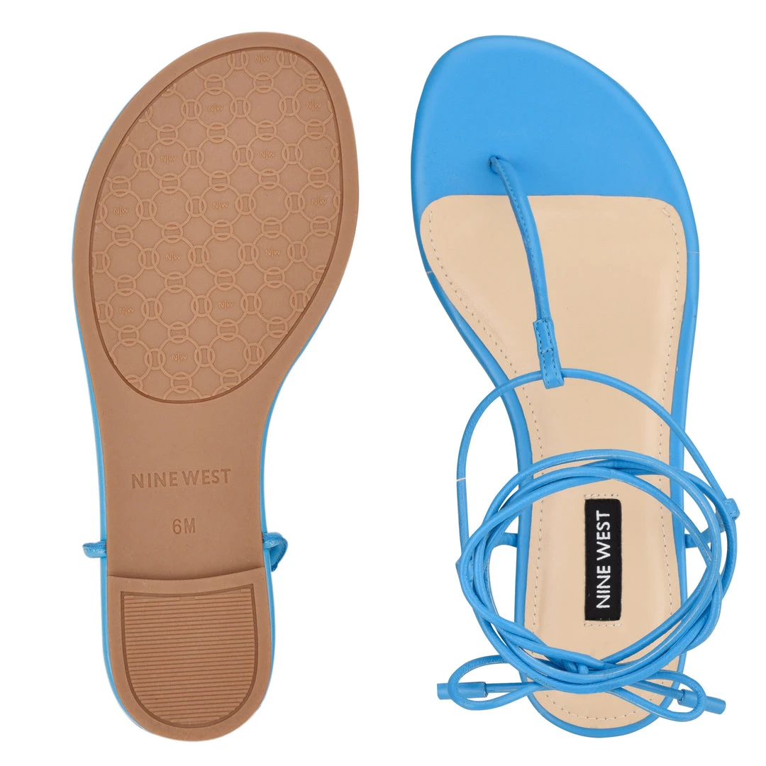 Nine West Tella Ankle Wrap Flat Sandals 7 Nine West Tella Ankle Wrap Flat Sandals