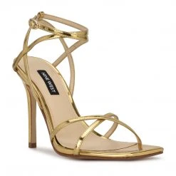 Nine West Tidle Ankle Strap Sandals Metallic Mindset