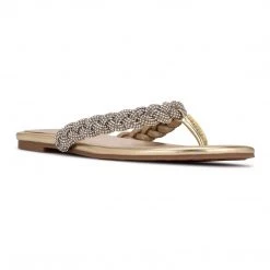Nine West Tinee Flat Slide Sandals Metallic Mindset
