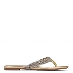 Nine West Tinee Flat Slide Sandals Metallic Mindset