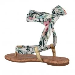 Nine West Lace It Up Trap Ankle Wrap Flat Sandals