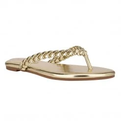 Nine West Metallic Mindset Wantit Flat Slide Sandals