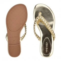 Nine West Metallic Mindset Wantit Flat Slide Sandals 6 Nine West Metallic Mindset Wantit Flat Slide Sandals