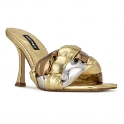 Nine West Yoyo Heeled Slide Sandals Weave Got You