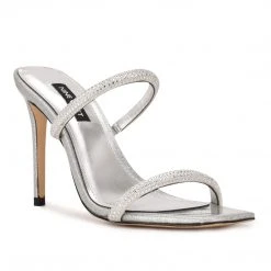 Nine West Zarleen Heeled Slide Sandals Metallic Mindset
