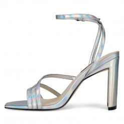 Nine West Zelina Heeled Strappy Sandals Metallic Mindset