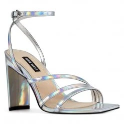 Nine West Zelina Heeled Strappy Sandals Metallic Mindset