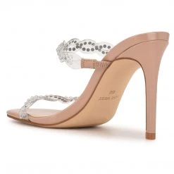 Nine West Ziggle Heeled Slide Sandals In The Clear