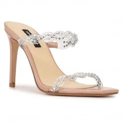 Nine West Ziggle Heeled Slide Sandals In The Clear