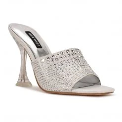 Nine West Ziptip Rhinestone Heeled Slide Sandals Heel Appeal
