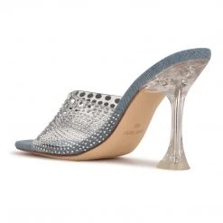 Nine West In The Clear Ziptip Rhinestone Heeled Slide Sandals