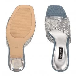 Nine West In The Clear Ziptip Rhinestone Heeled Slide Sandals