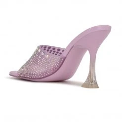 Nine West In The Clear Ziptip Rhinestone Heeled Slide Sandals