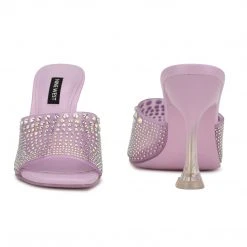 Nine West In The Clear Ziptip Rhinestone Heeled Slide Sandals