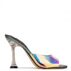 Nine West Zooza Heeled Slide Sandals In The Clear