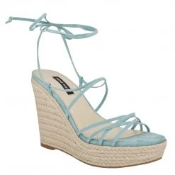 Nine West Havefun Ankle Wrap Espadrille Wedge Sandals Lace It Up