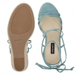 Nine West Havefun Ankle Wrap Espadrille Wedge Sandals Lace It Up