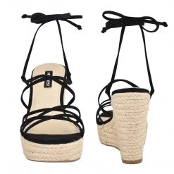 Nine West Lace It Up Havefun Ankle Wrap Espadrille Wedge Sandals
