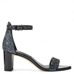 Nine West Pruce Ankle Strap Block Heel Sandals Metallic Mindset